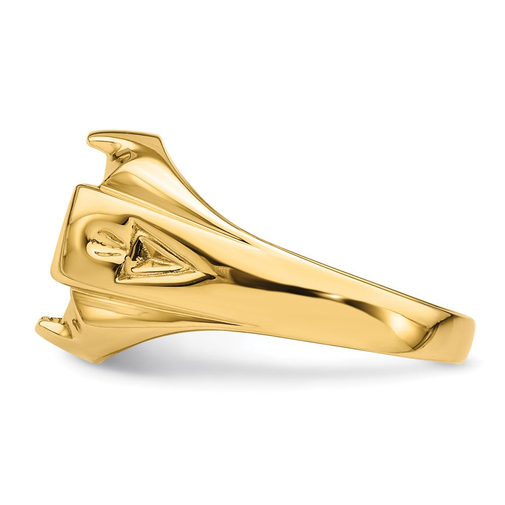 14k Men's Polished and Grooved Masonic Ring Mounting