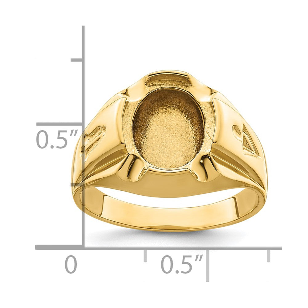 14k Men's Polished and Grooved Masonic Ring Mounting
