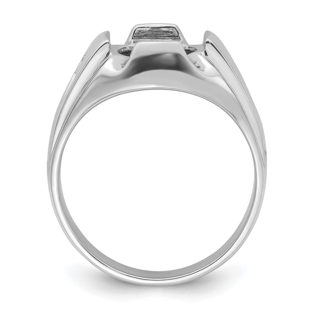 14k White Gold Men's Polished and Grooved Masonic Ring Mounting