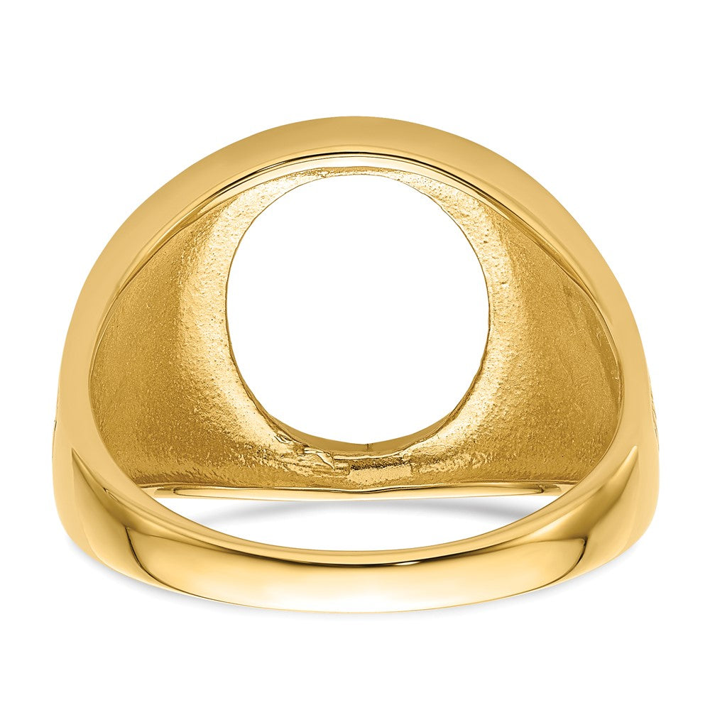 14k Men's Polished and Textured 14x12mm Oval Masonic Men's Mounting