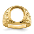 14k Men's Polished and Textured 14x12mm Oval Masonic Men's Mounting