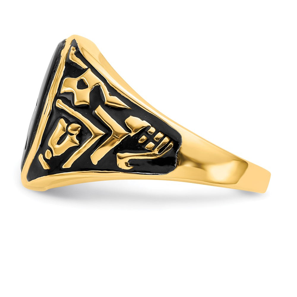 14k Men's Polished & Textured w/ Epoxy & Onyx Masonic Ring