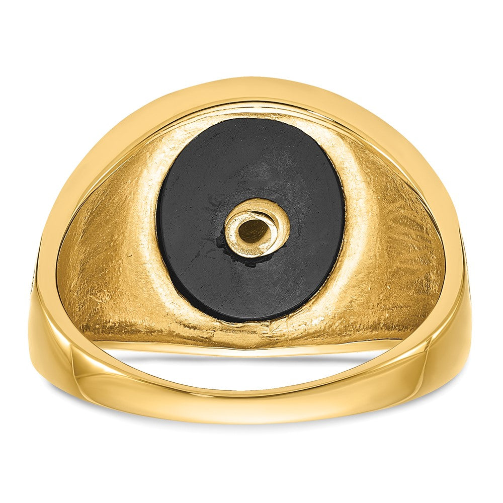 14k Men's Polished & Textured w/ Epoxy & Onyx Masonic Ring