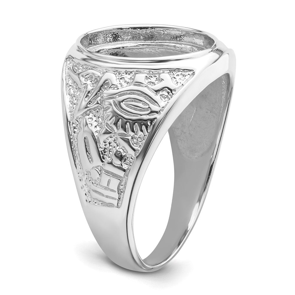 14k White Gold Men's Polished and Textured Masonic Ring Mounting