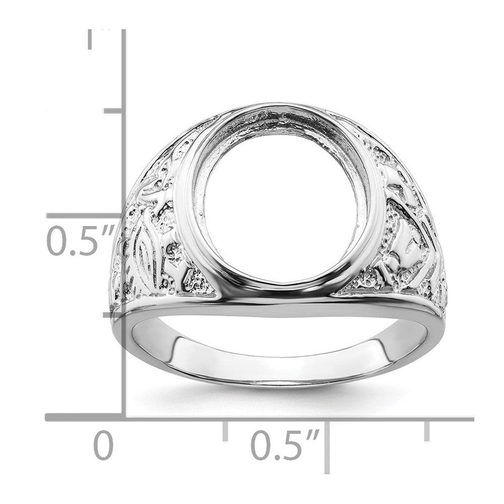 14k White Gold Men's Polished and Textured Masonic Ring Mounting