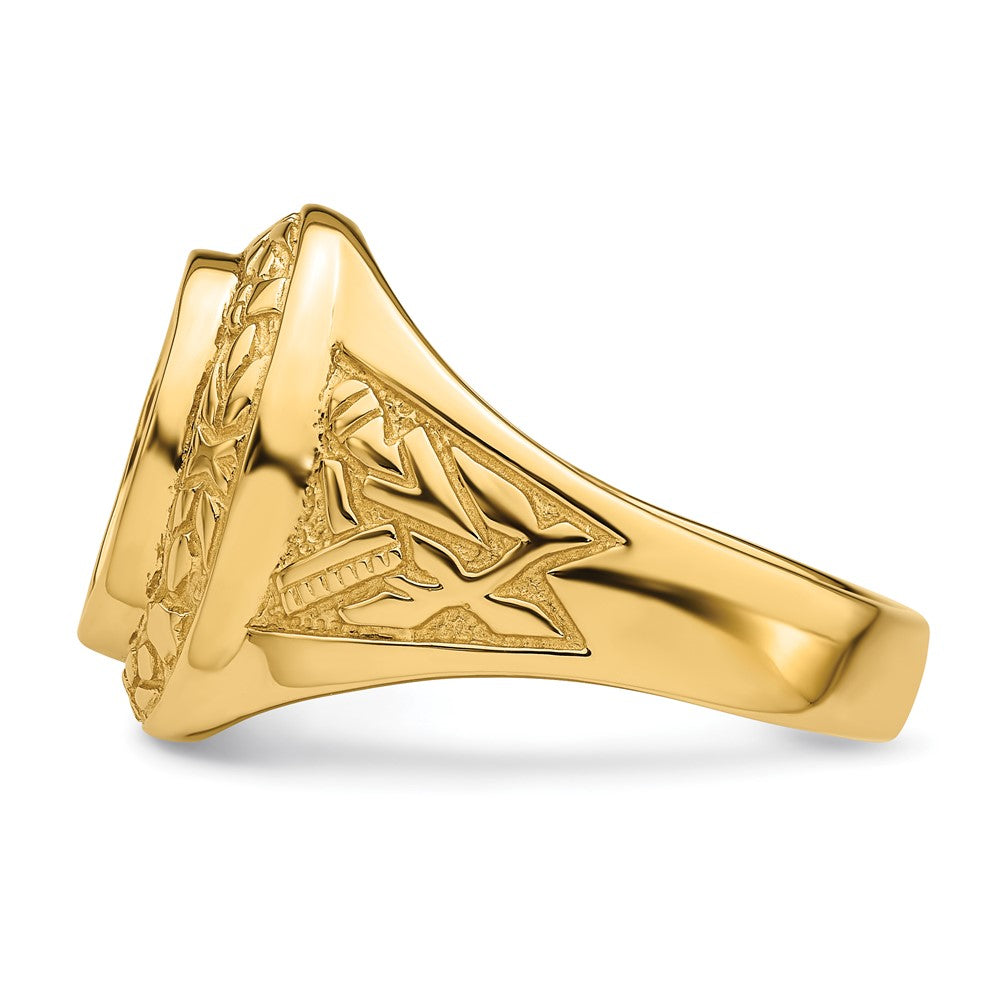 14k Men's Polished and Textured Masonic Ring Mounting