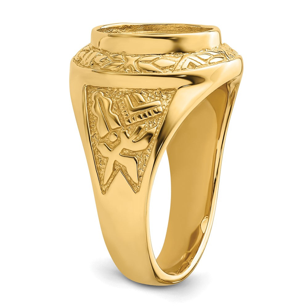 14k Men's Polished and Textured Masonic Ring Mounting