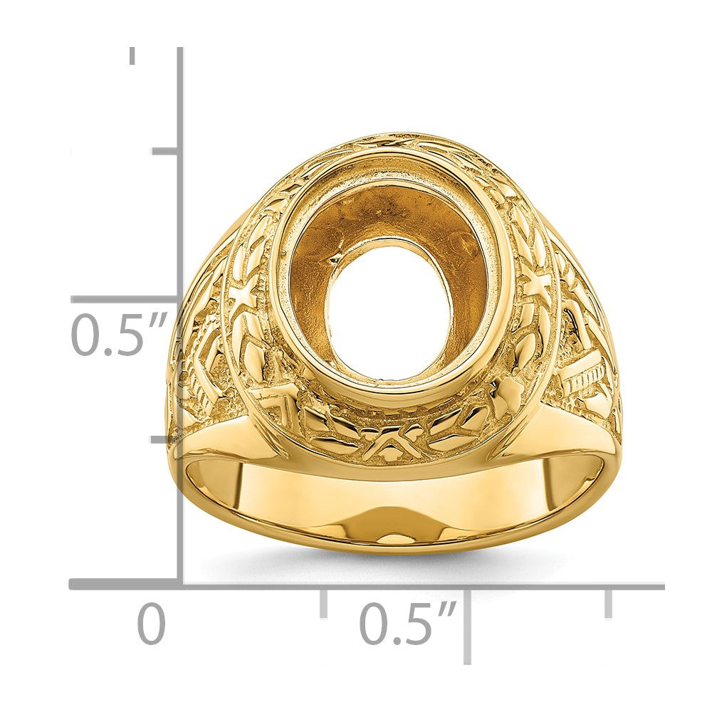 14k Men's Polished and Textured Masonic Ring Mounting