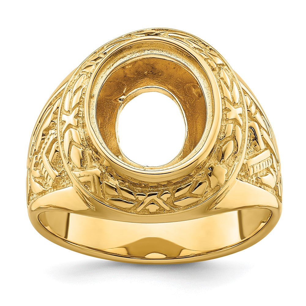 14k Men's Polished and Textured Masonic Ring Mounting