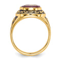 14k Men's Antiqued & Textured w/ Lab Cr. Ruby Masonic Ring