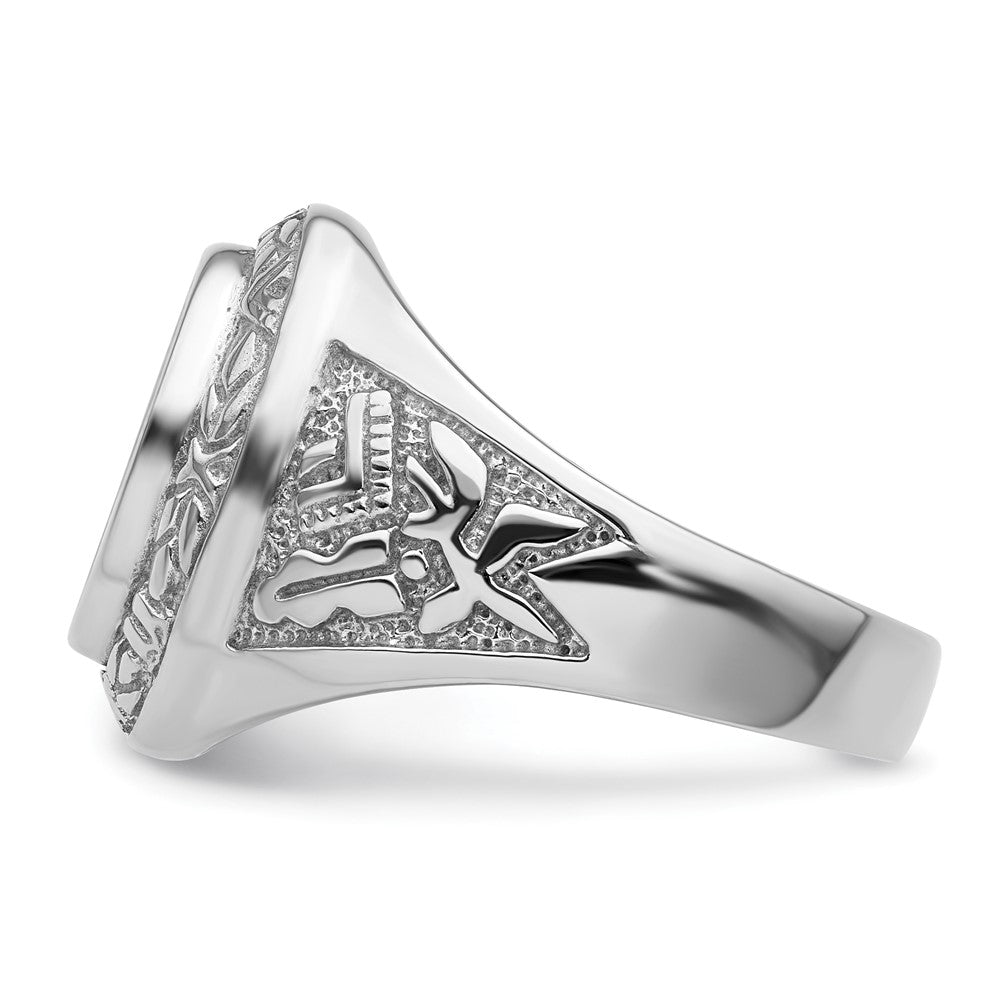14k White Gold Men's Polished and Textured Masonic Ring Mounting