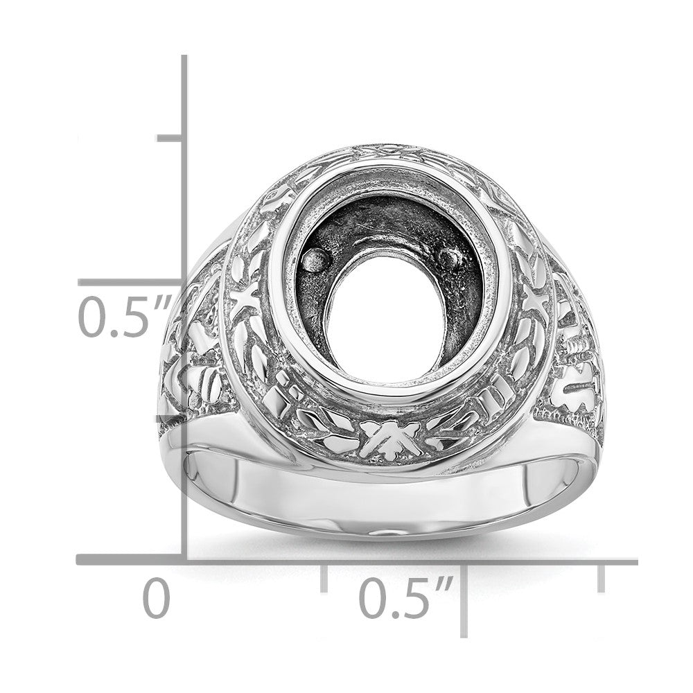 14k White Gold Men's Polished and Textured Masonic Ring Mounting