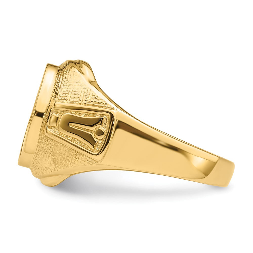 14k Men's Polished and Textured Masonic Ring Mounting