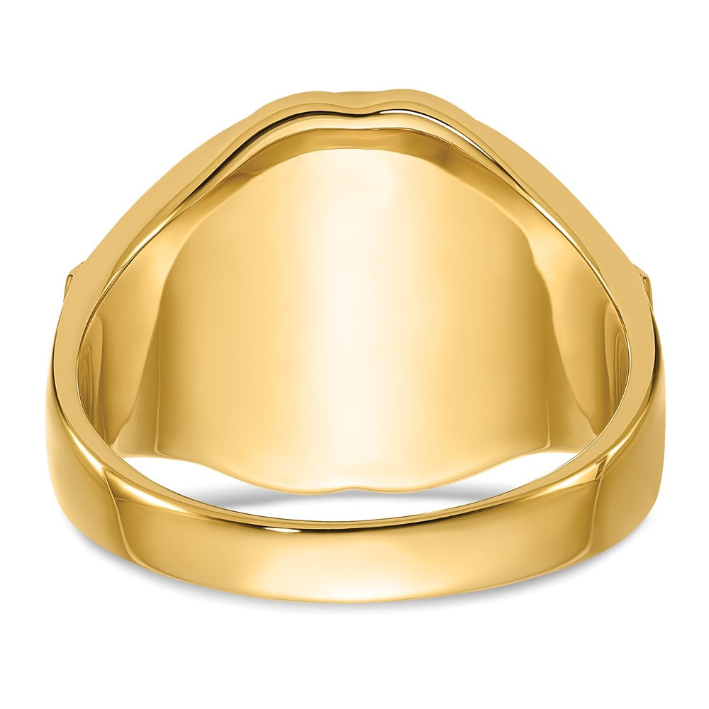 14k Men's Antiqued & Textured w/ Syn. Blue Spinel Masonic Ring