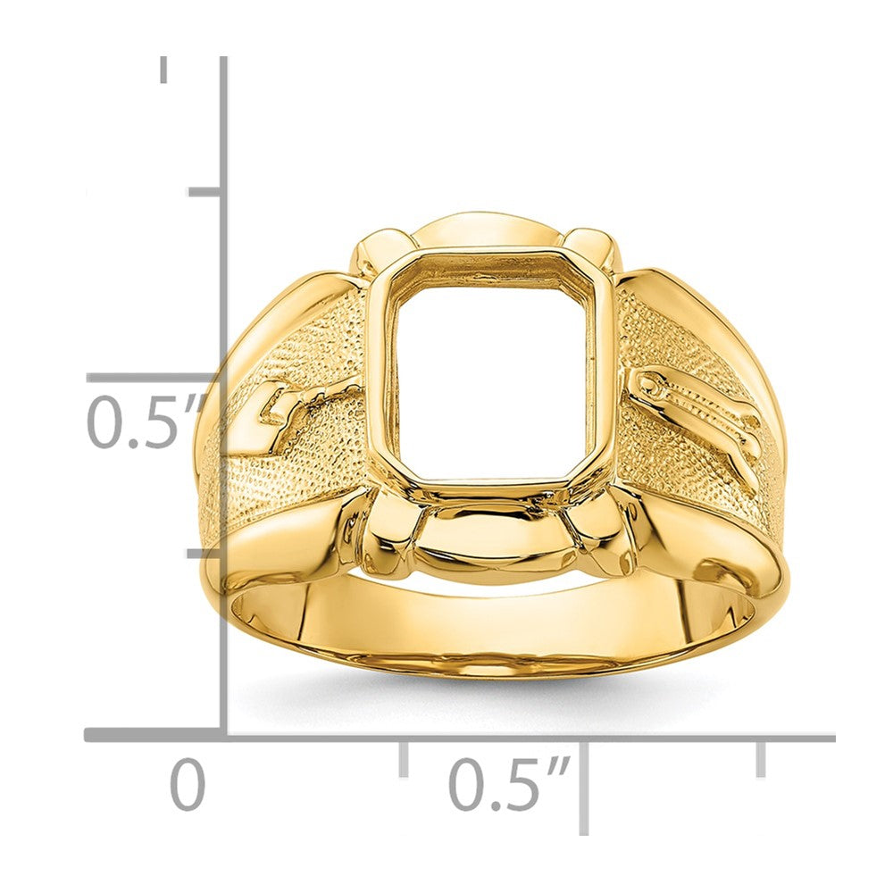 14k Men's Polished and Textured Masonic Ring Mounting