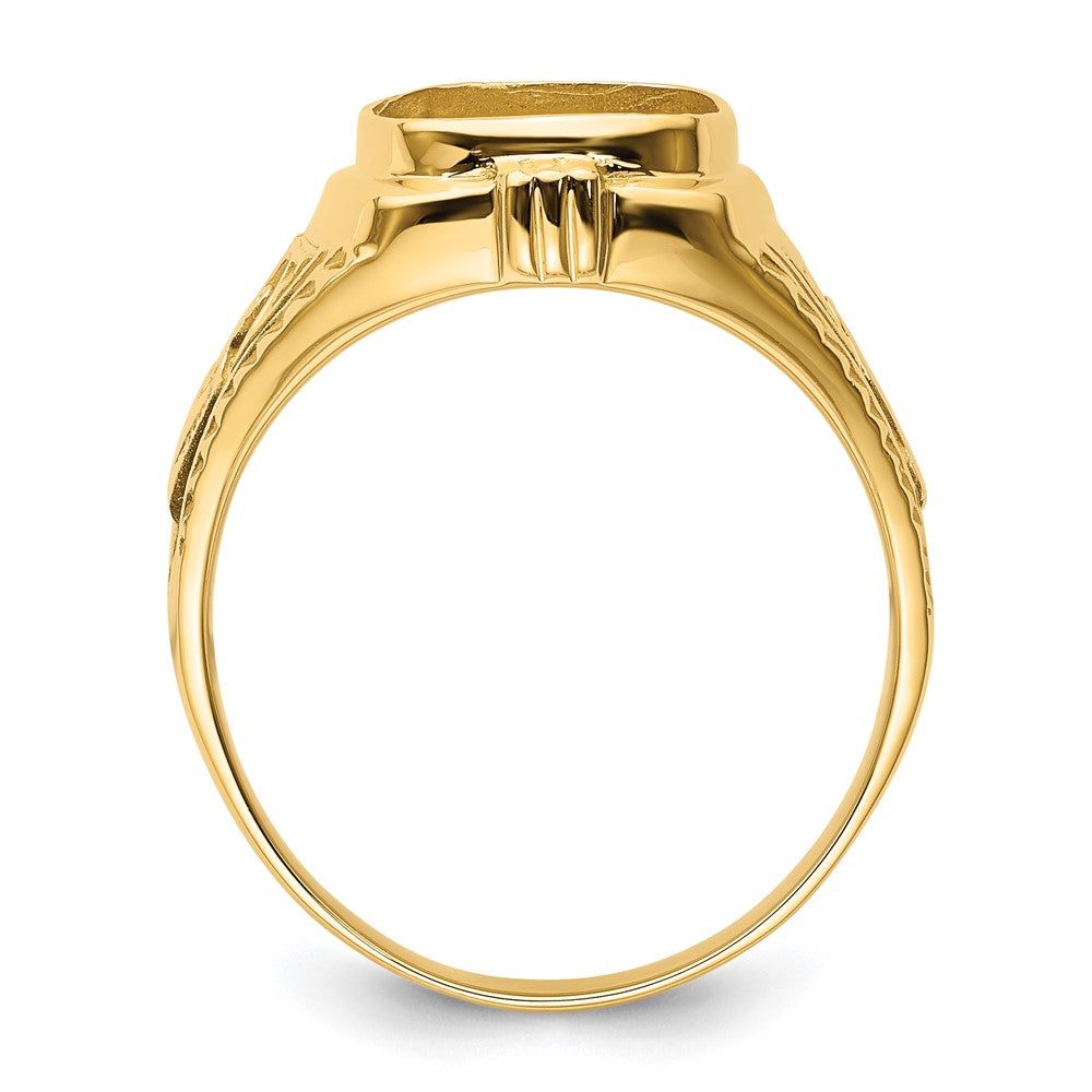 14k Men's Polished and Textured Masonic Ring Mounting