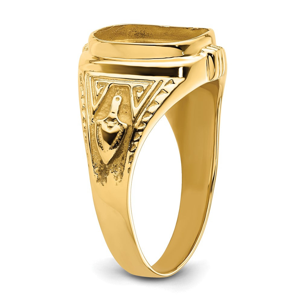 14k Men's Polished and Textured Masonic Ring Mounting