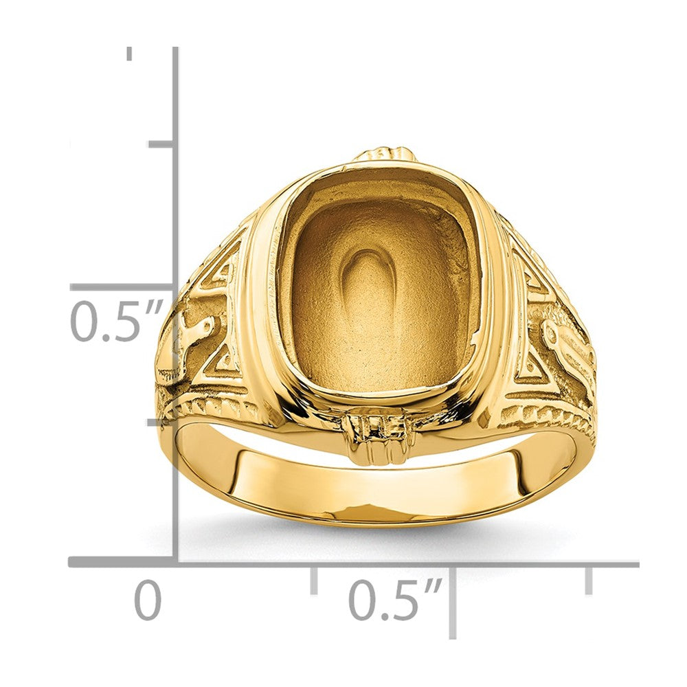 14k Men's Polished and Textured Masonic Ring Mounting