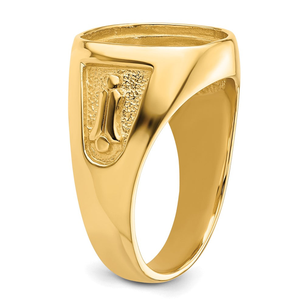 14k Men's Polished and Textured Masonic Ring Mounting