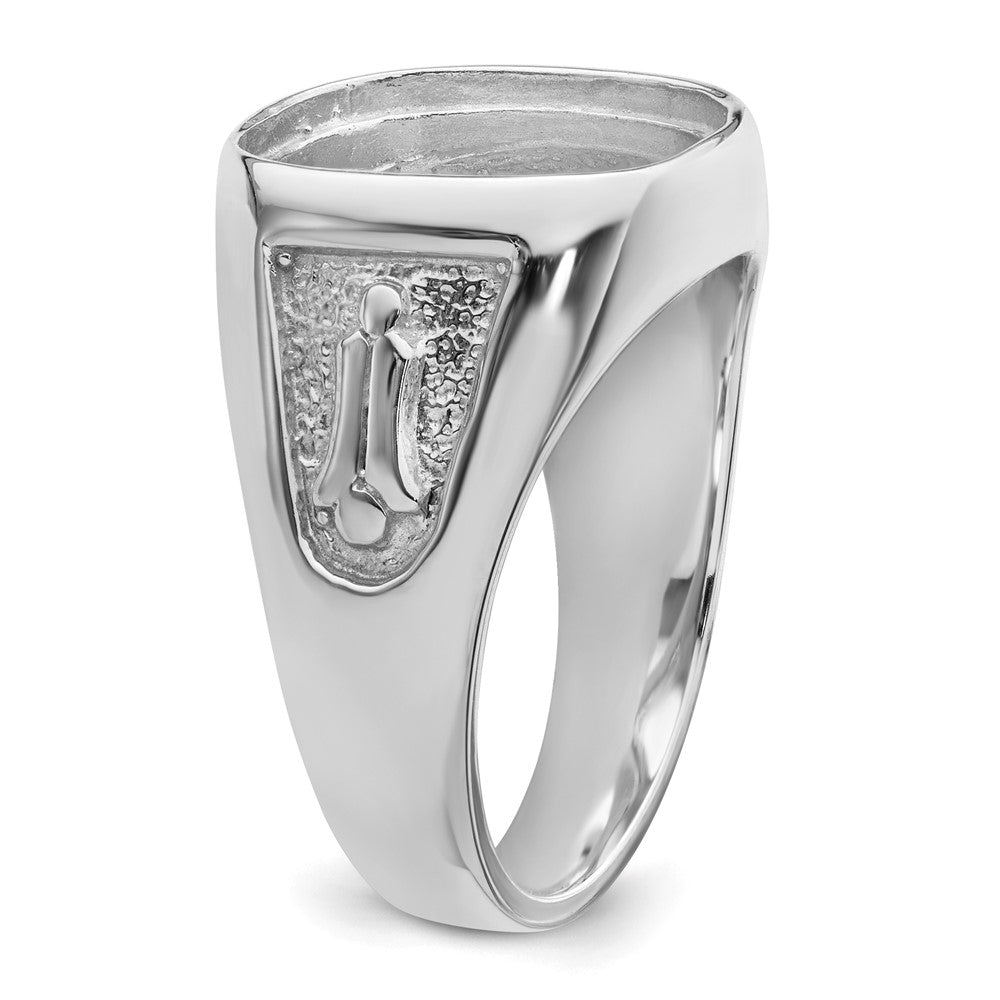 14k White Gold Men's Polished and Textured Masonic Ring Mounting
