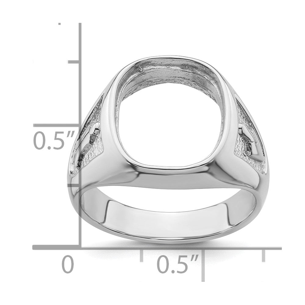 14k White Gold Men's Polished and Textured Masonic Ring Mounting