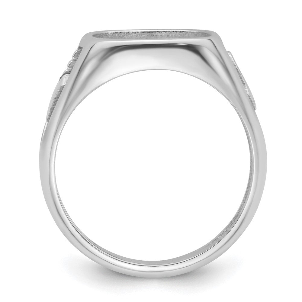14k White Gold Men's Polished and Textured Masonic Ring Mounting
