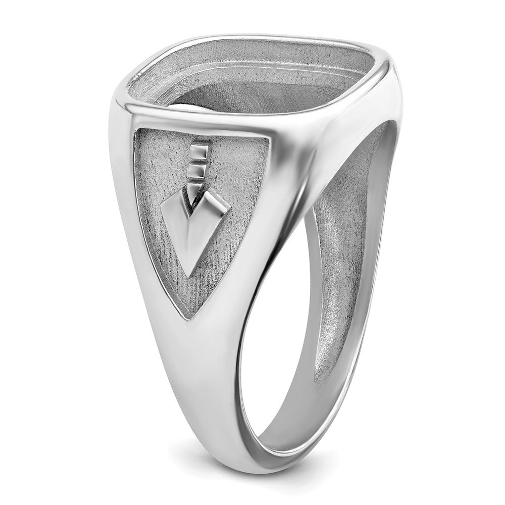 14k White Gold Men's Polished and Textured Masonic Ring Mounting