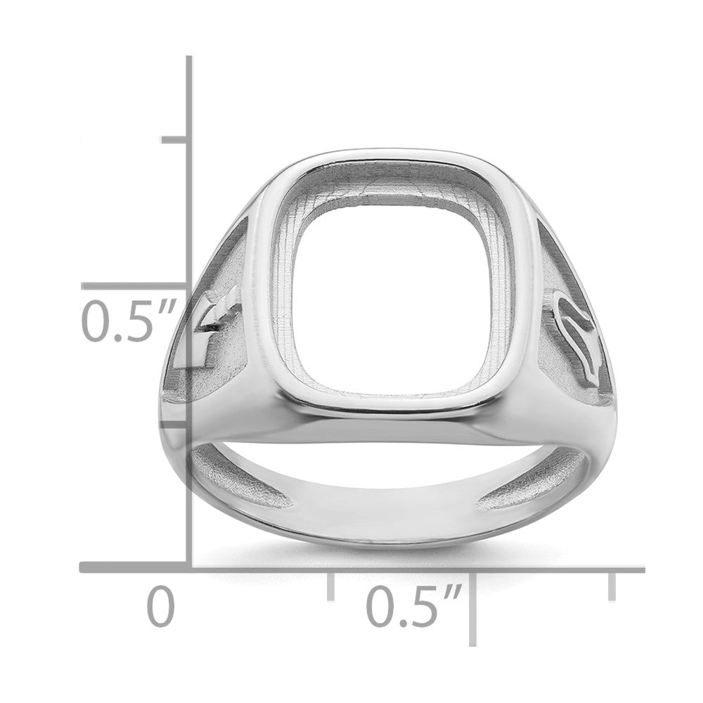 14k White Gold Men's Polished and Textured Masonic Ring Mounting