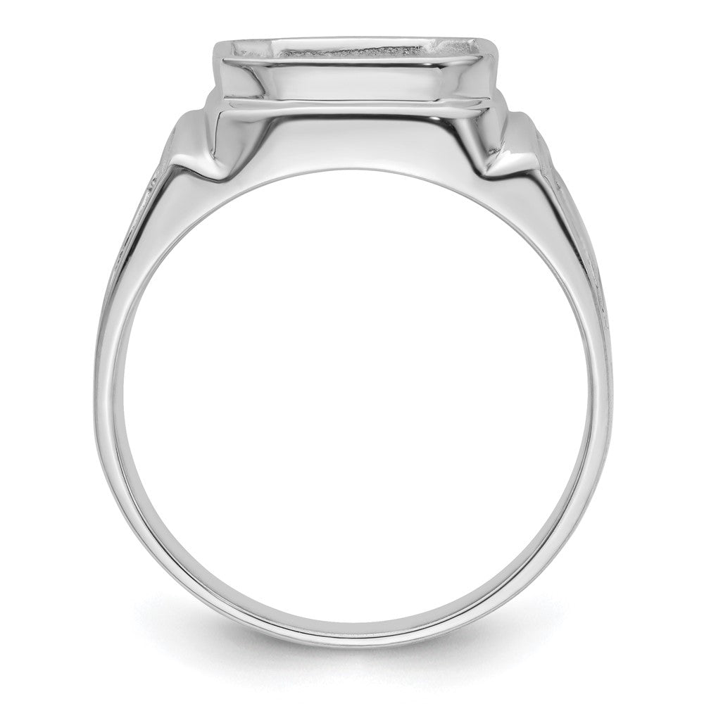 14k White Gold Men's Polished and Textured Masonic Ring Mounting