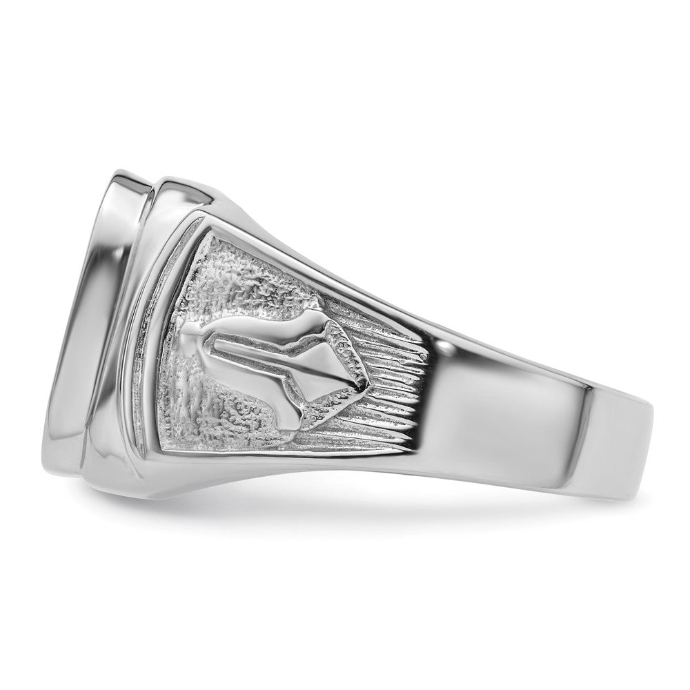 14k White Gold Men's Polished and Textured Masonic Ring Mounting