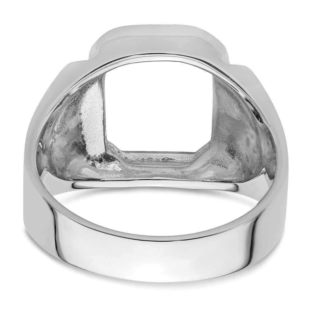 14k White Gold Men's Polished and Textured Masonic Ring Mounting
