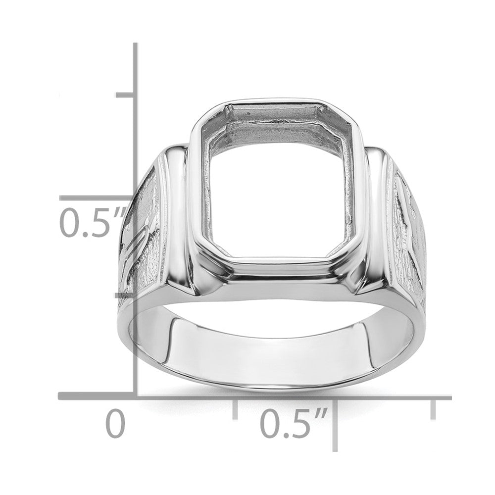 14k White Gold Men's Polished and Textured Masonic Ring Mounting