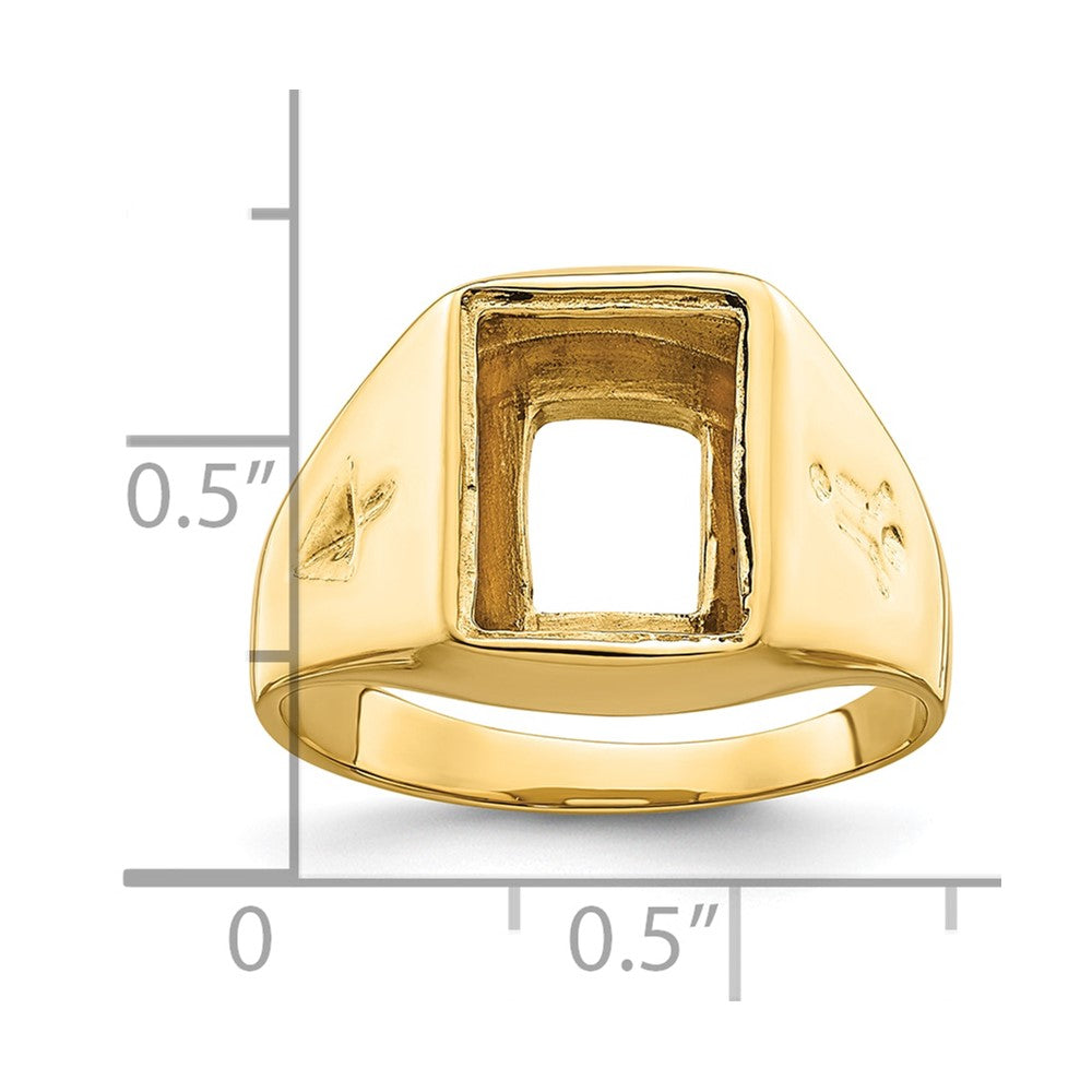 14k Men's Polished and Grooved Masonic Ring Mounting