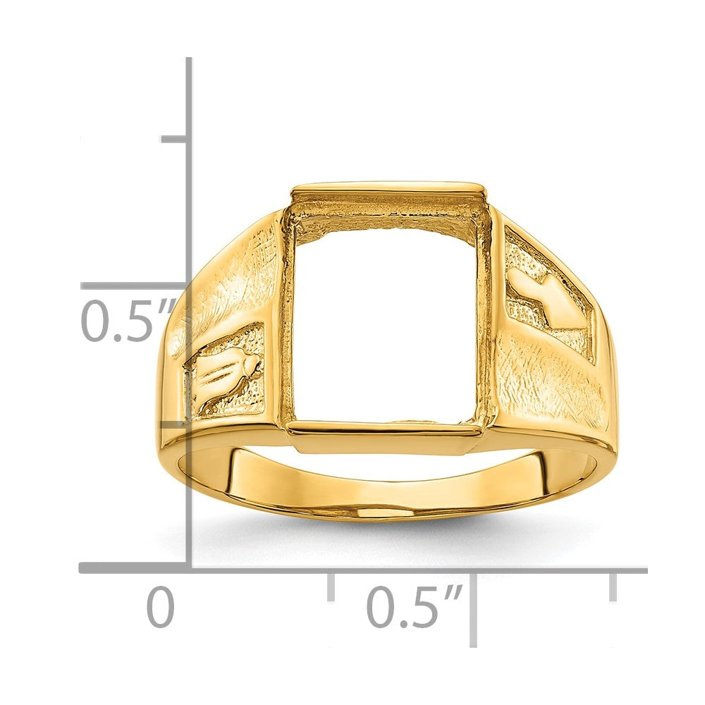 14k Men's Polished and Textured Masonic Ring Mounting