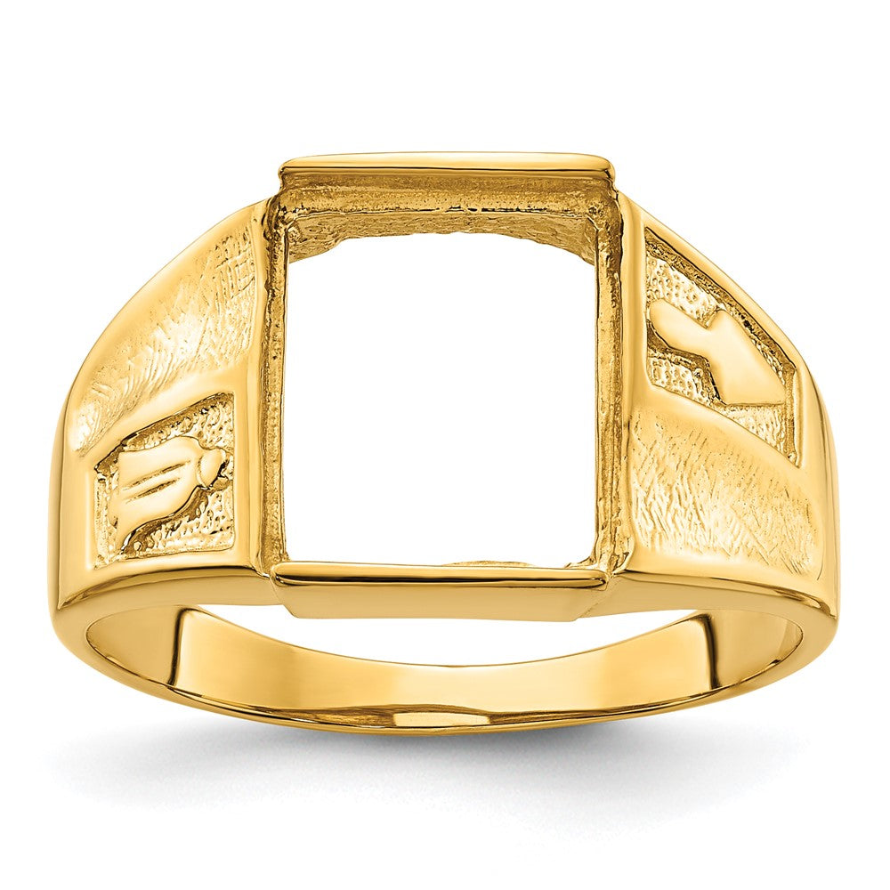 14k Men's Polished and Textured Masonic Ring Mounting