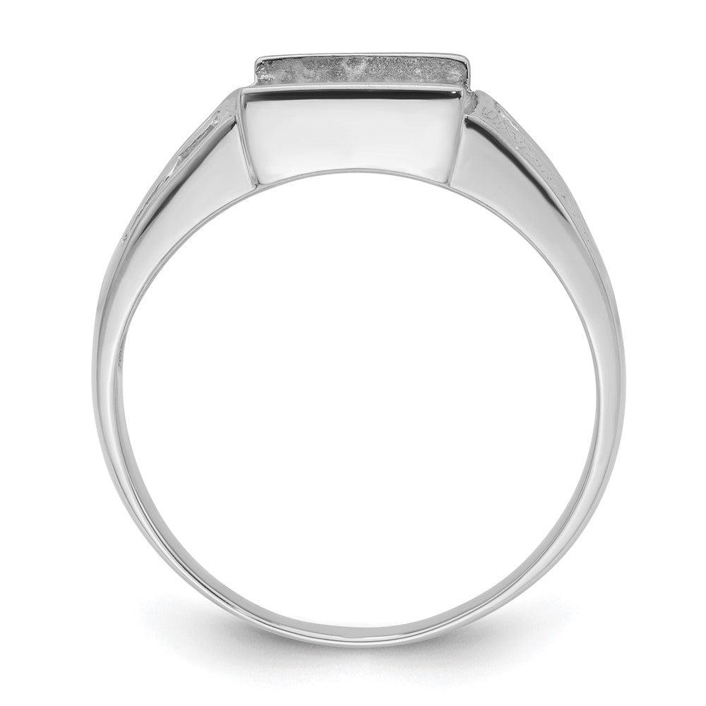 14k White Gold Men's Polished and Textured Masonic Ring Mounting