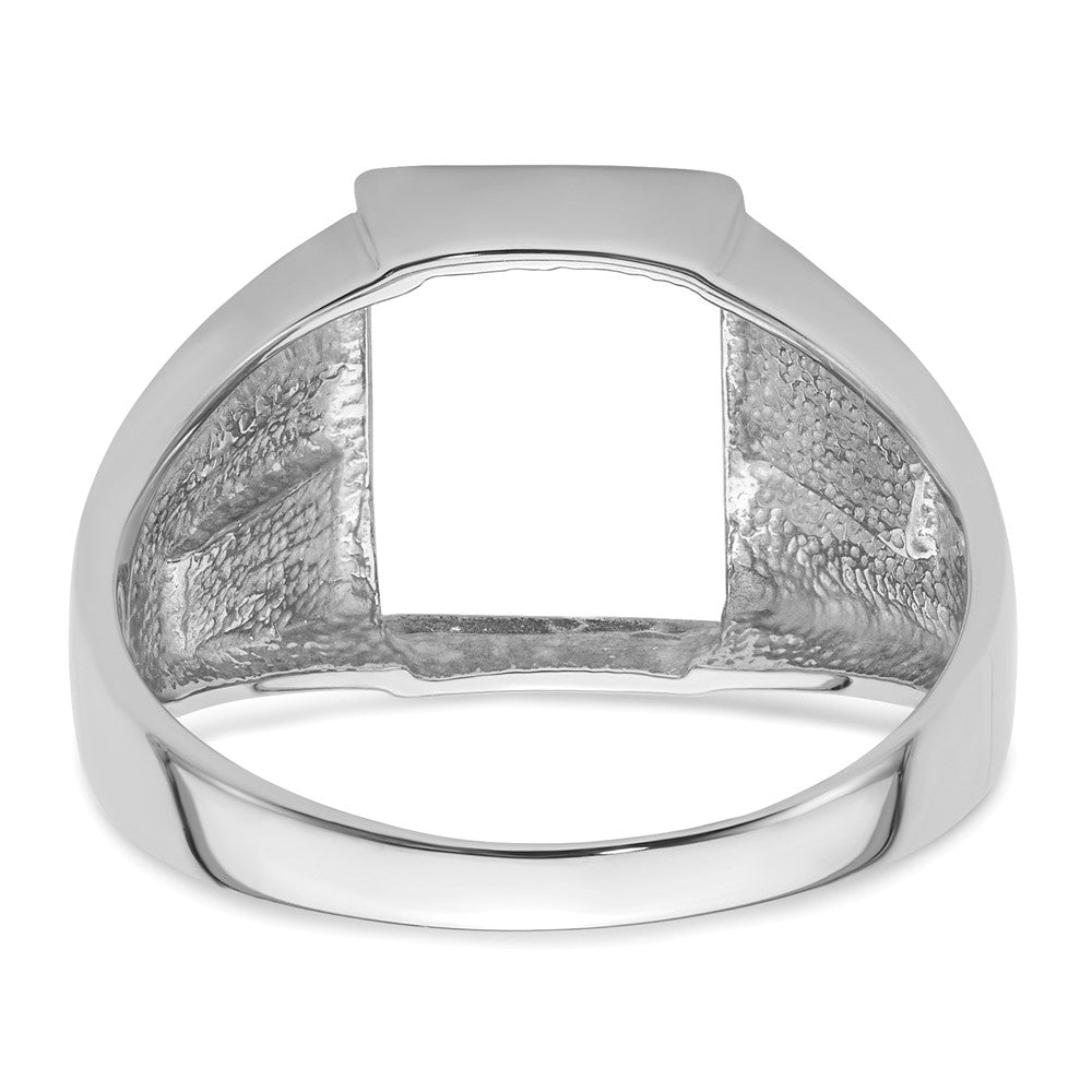 14k White Gold Men's Polished and Textured Masonic Ring Mounting