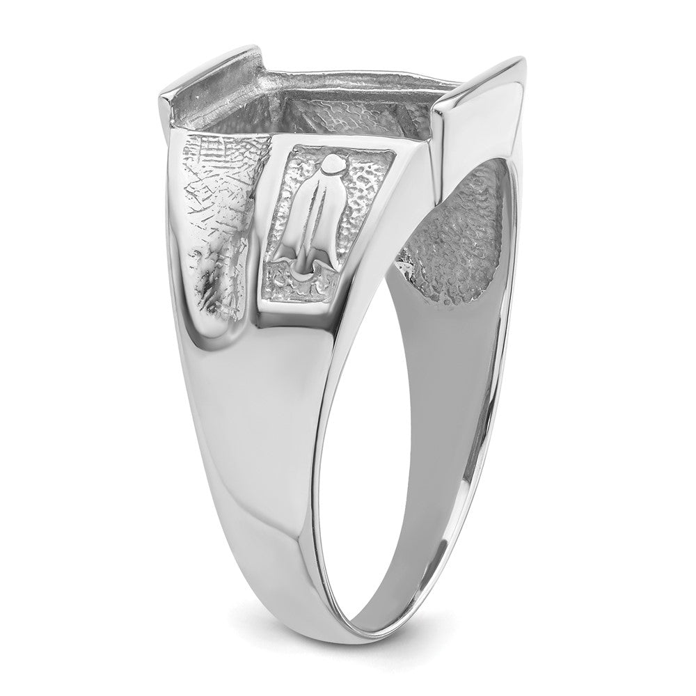 14k White Gold Men's Polished and Textured Masonic Ring Mounting
