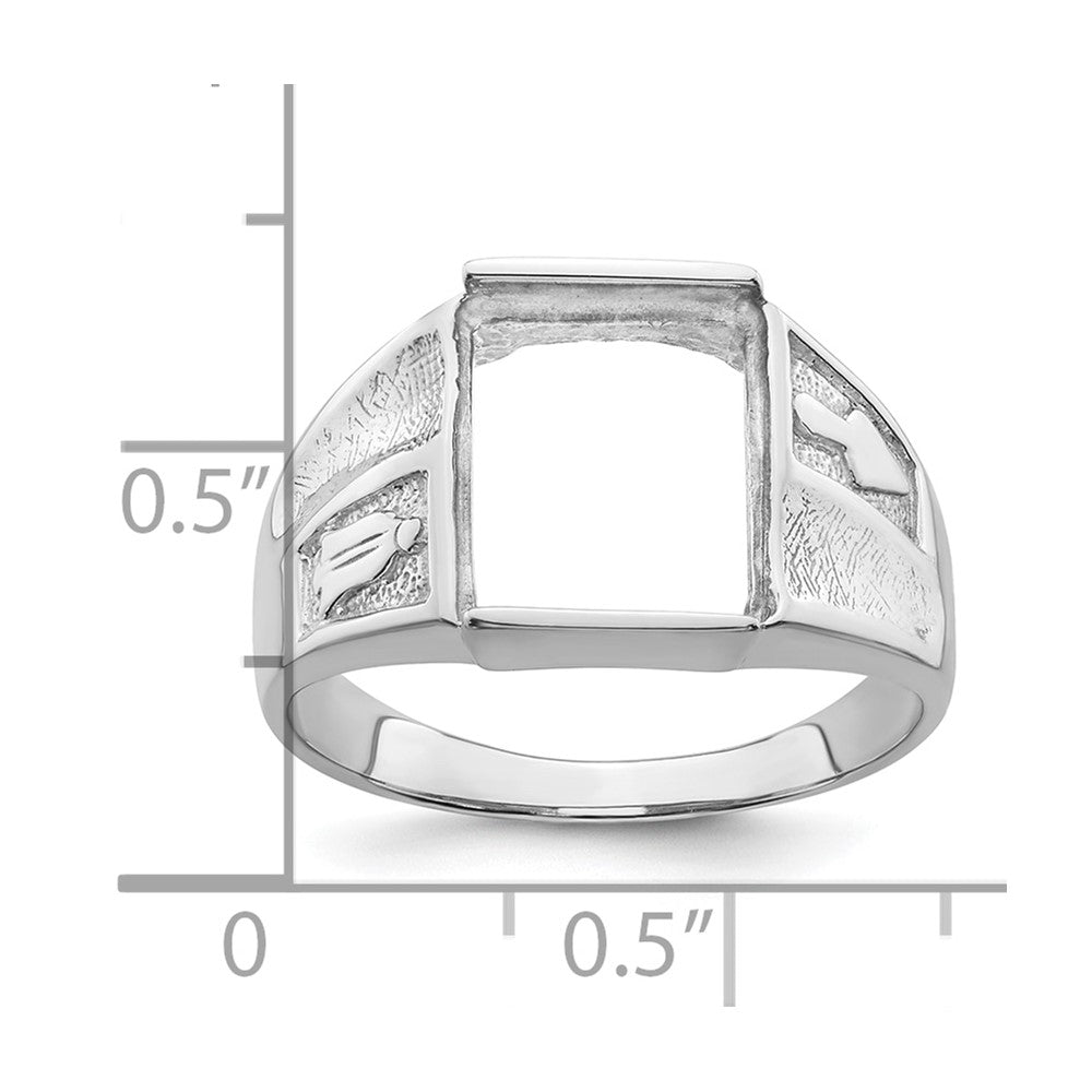 14k White Gold Men's Polished and Textured Masonic Ring Mounting