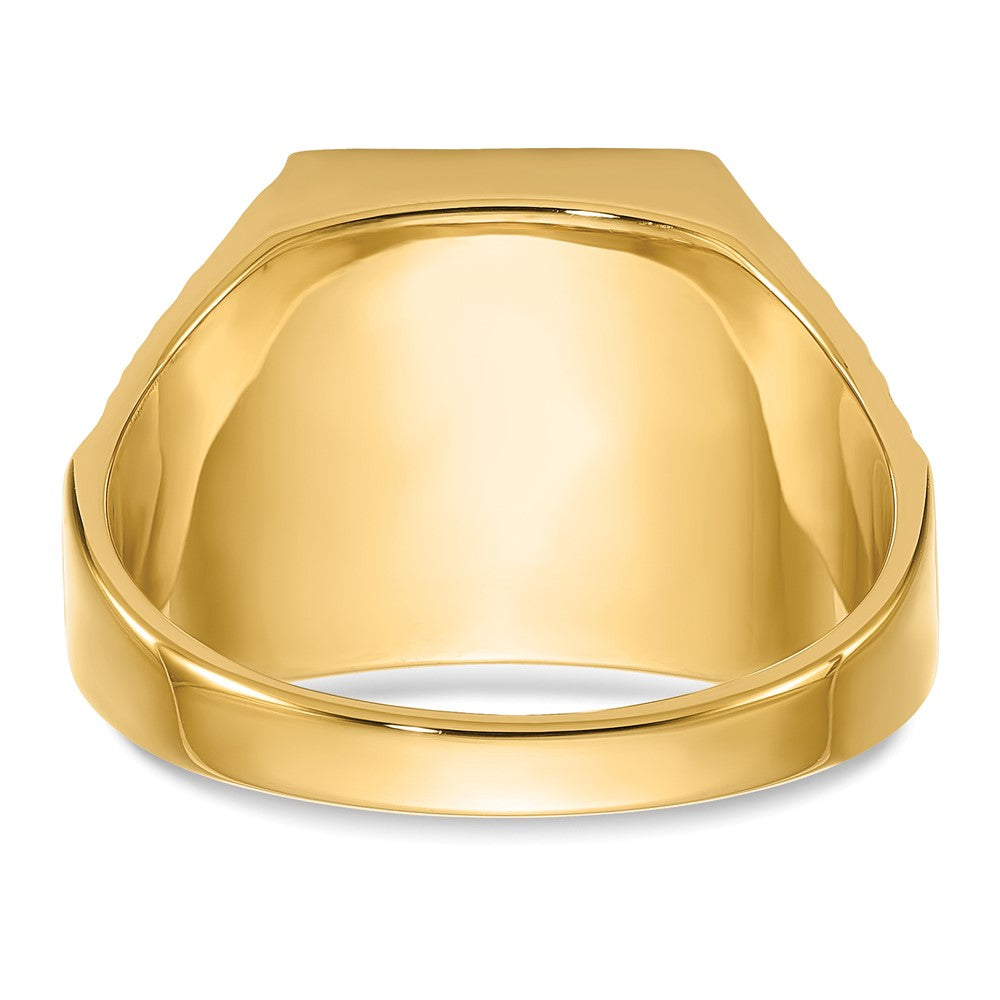 14k Men's Antiqued & Textured with Imit. Blue Spinel Masonic Ring