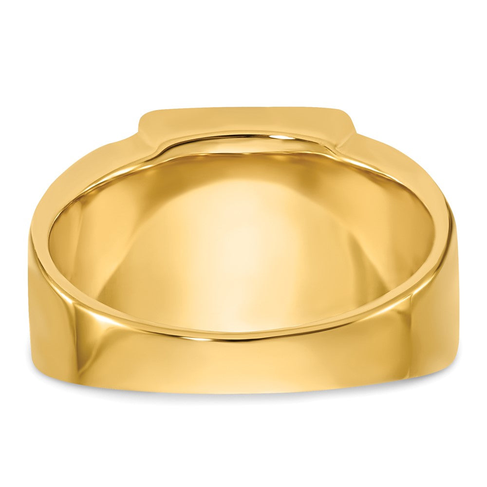 14k Men's Polished & Textured w/ Black Enamel & Onyx Masonic Ring