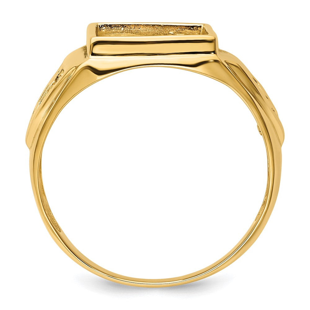 14k Men's Polished and Textured Masonic Ring Mounting