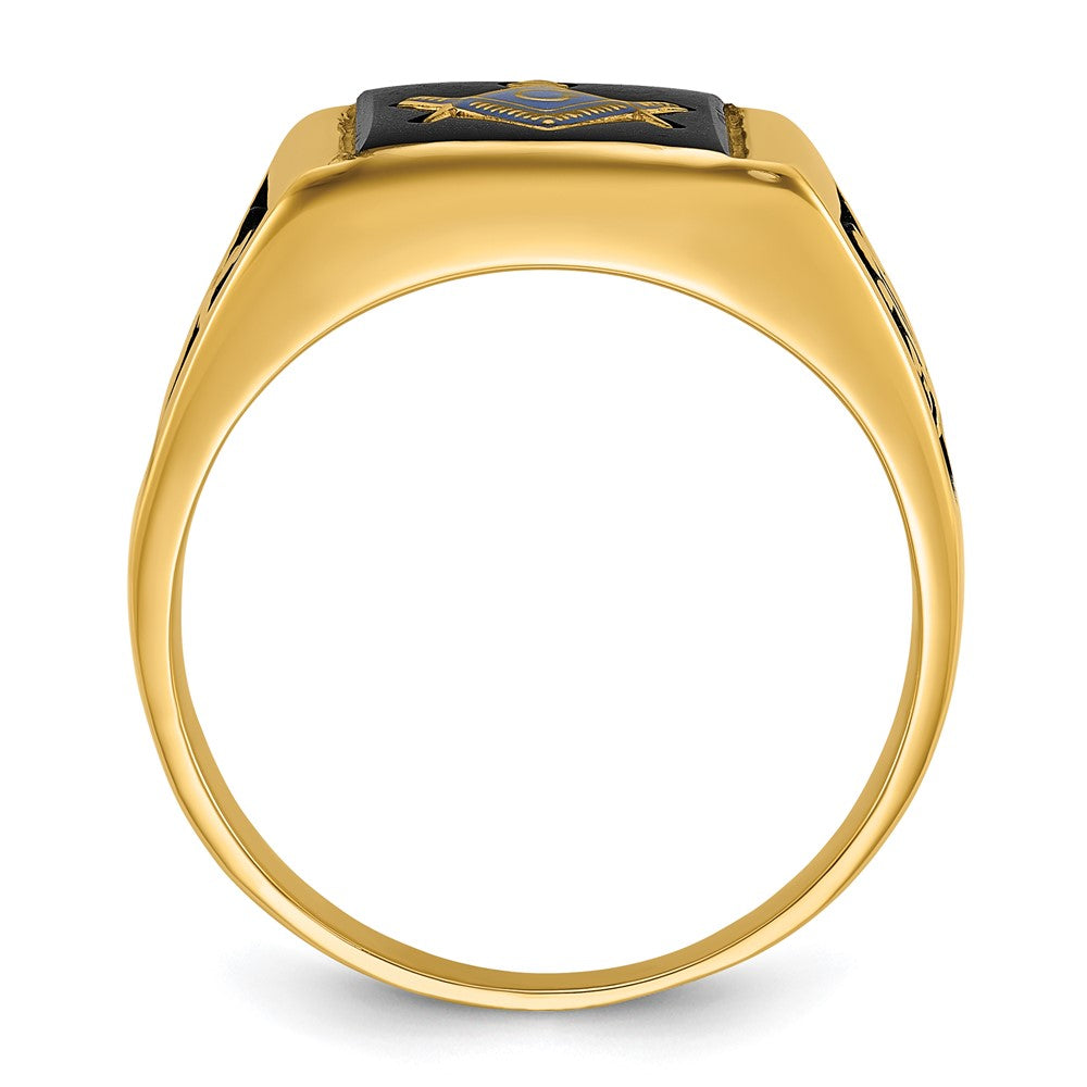 14k Men's Polished and Textured Masonic Ring Mounting