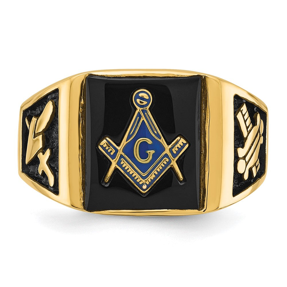14k Men's Polished and Textured Masonic Ring Mounting