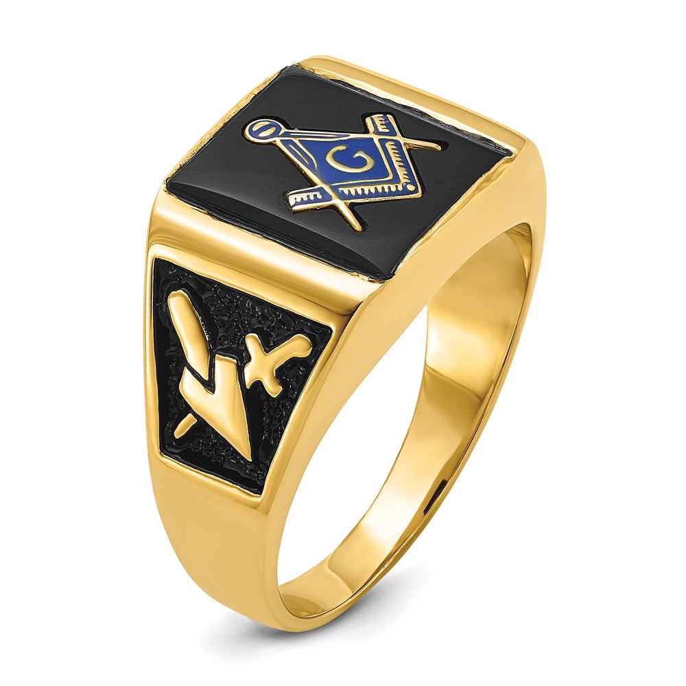 14k Men's Polished and Textured Masonic Ring Mounting