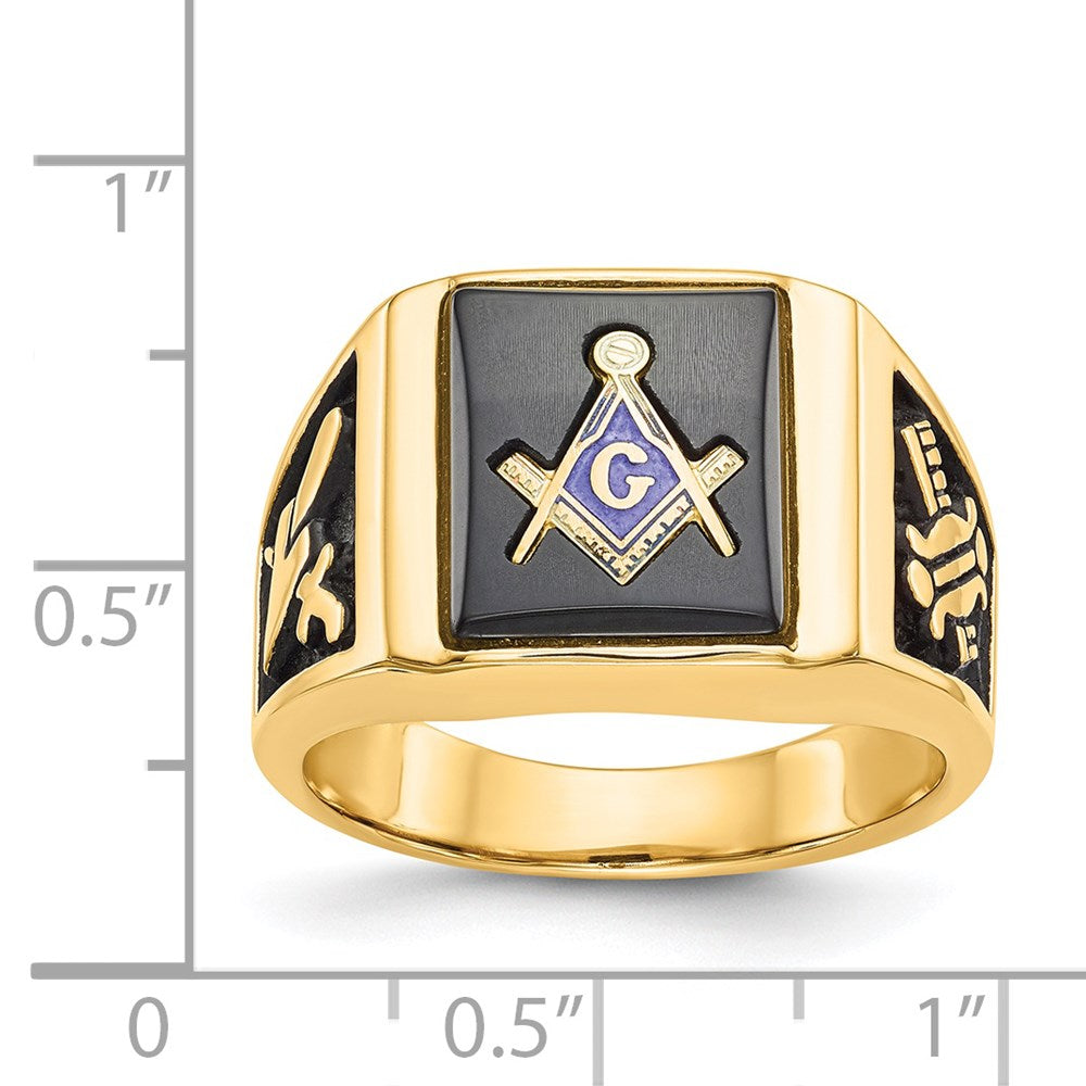 14k Men's Polished and Textured Masonic Ring Mounting