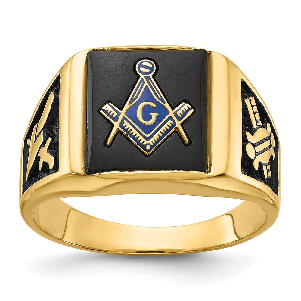 14k Men's Polished and Textured Masonic Ring Mounting