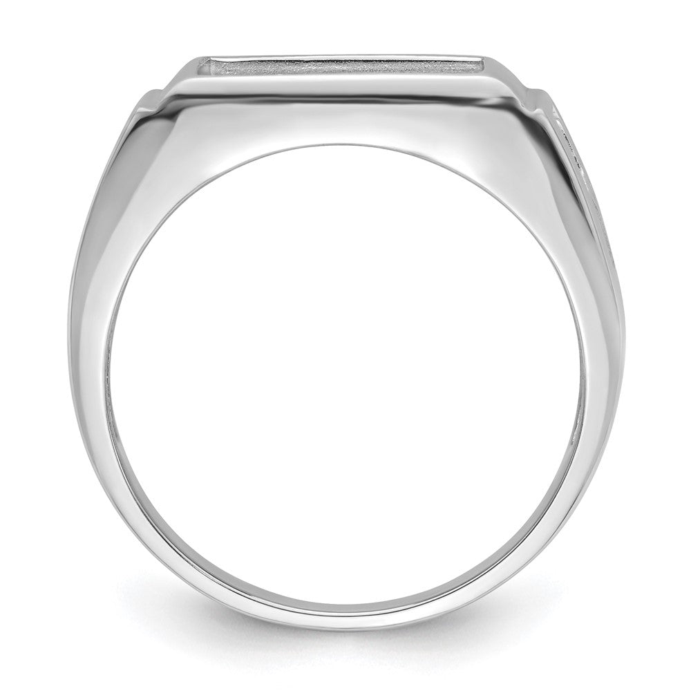 14k White Gold Men's Polished and Textured Masonic Ring Mounting