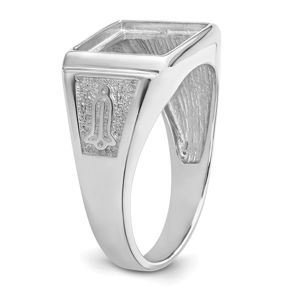 14k White Gold Men's Polished and Textured Masonic Ring Mounting