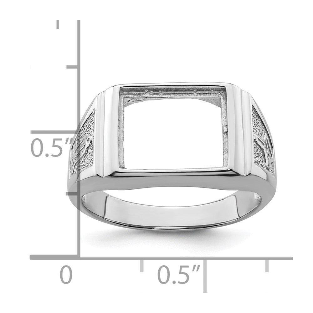 14k White Gold Men's Polished and Textured Masonic Ring Mounting
